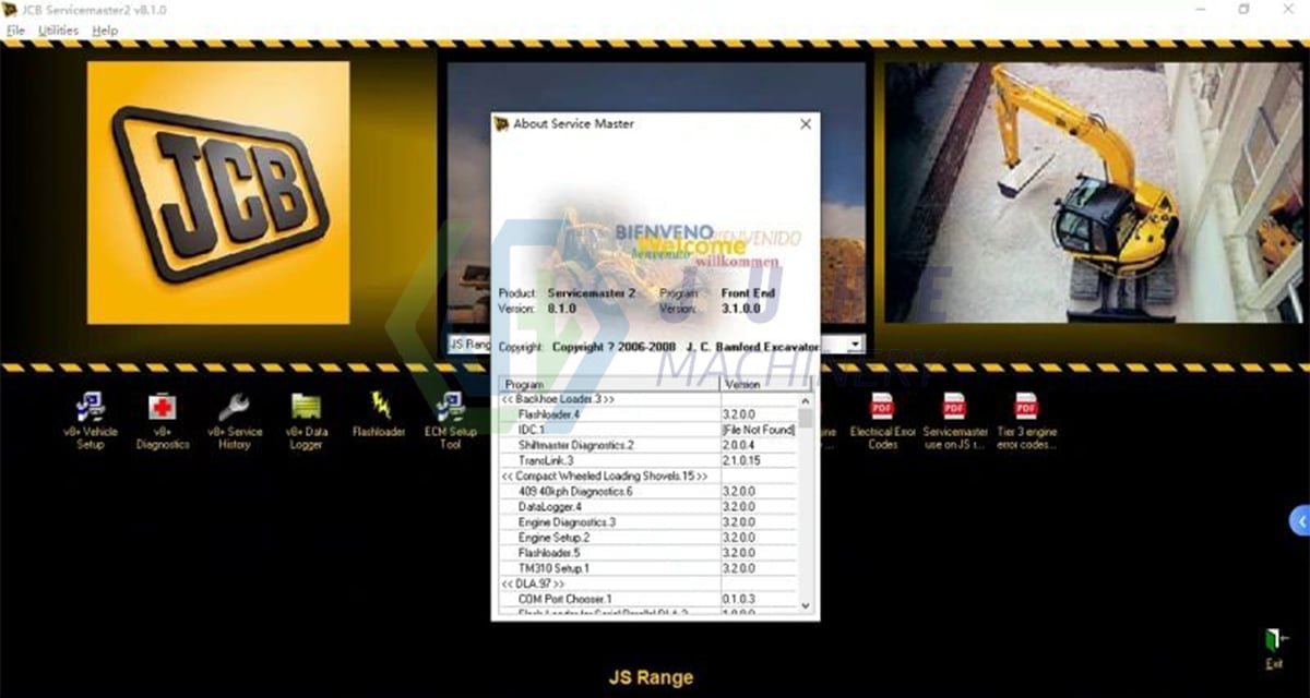 JCB Diagnostic Software Service Master 4 (23.27.7) for Excavators and Trucks — detail view