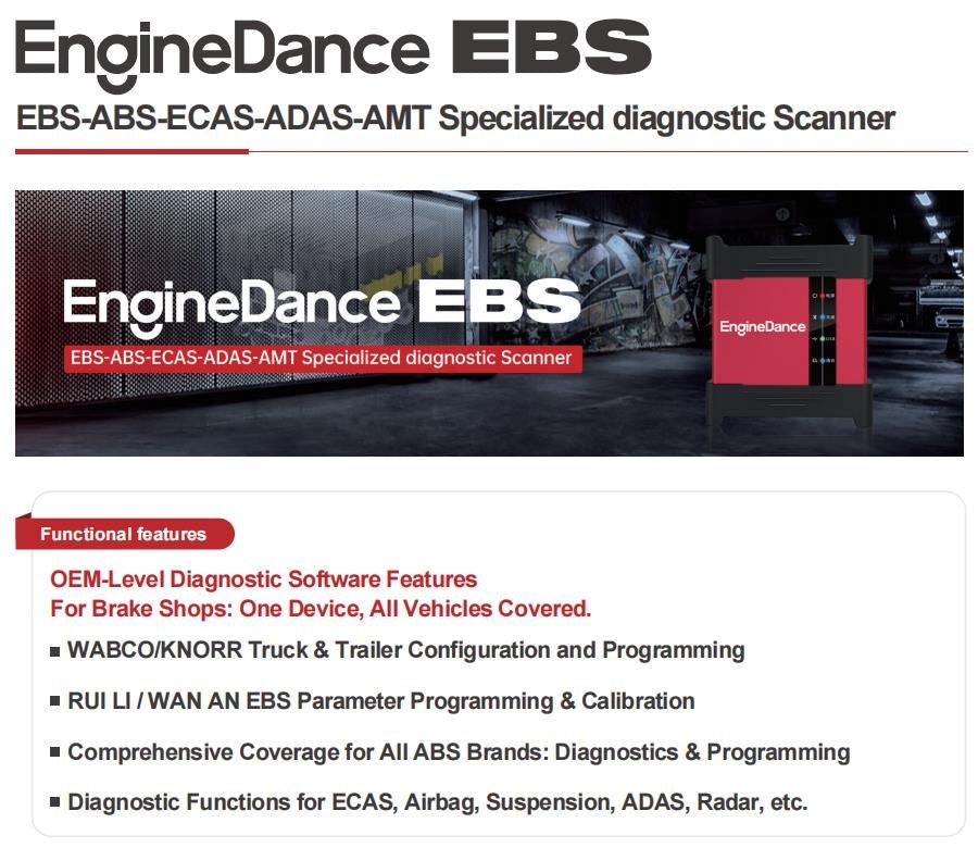 EngineDance EBS-ABS-ECAS-ADAS-AMT Specialized Diagnostic Scanner — product information