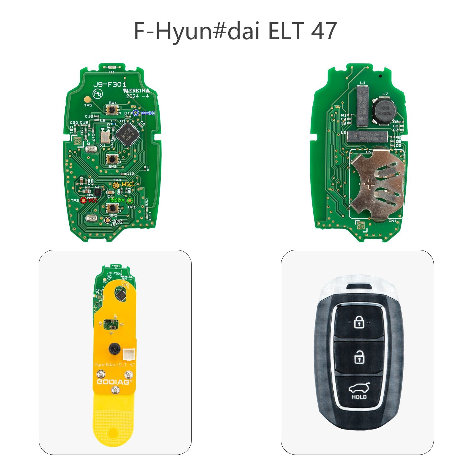 GODIAG Solderfree 7-in-1 5C/ 5D Encrypted Key Programming Adapter Kit Used with the 14-in-1 Adapter Kit for JLR/Ford/GM/Nissan/Hyundai/Kia — product information