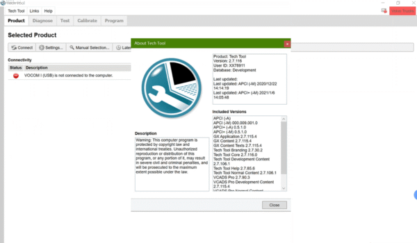 Volvo PTT / VODIA Diagnostic Software — product view