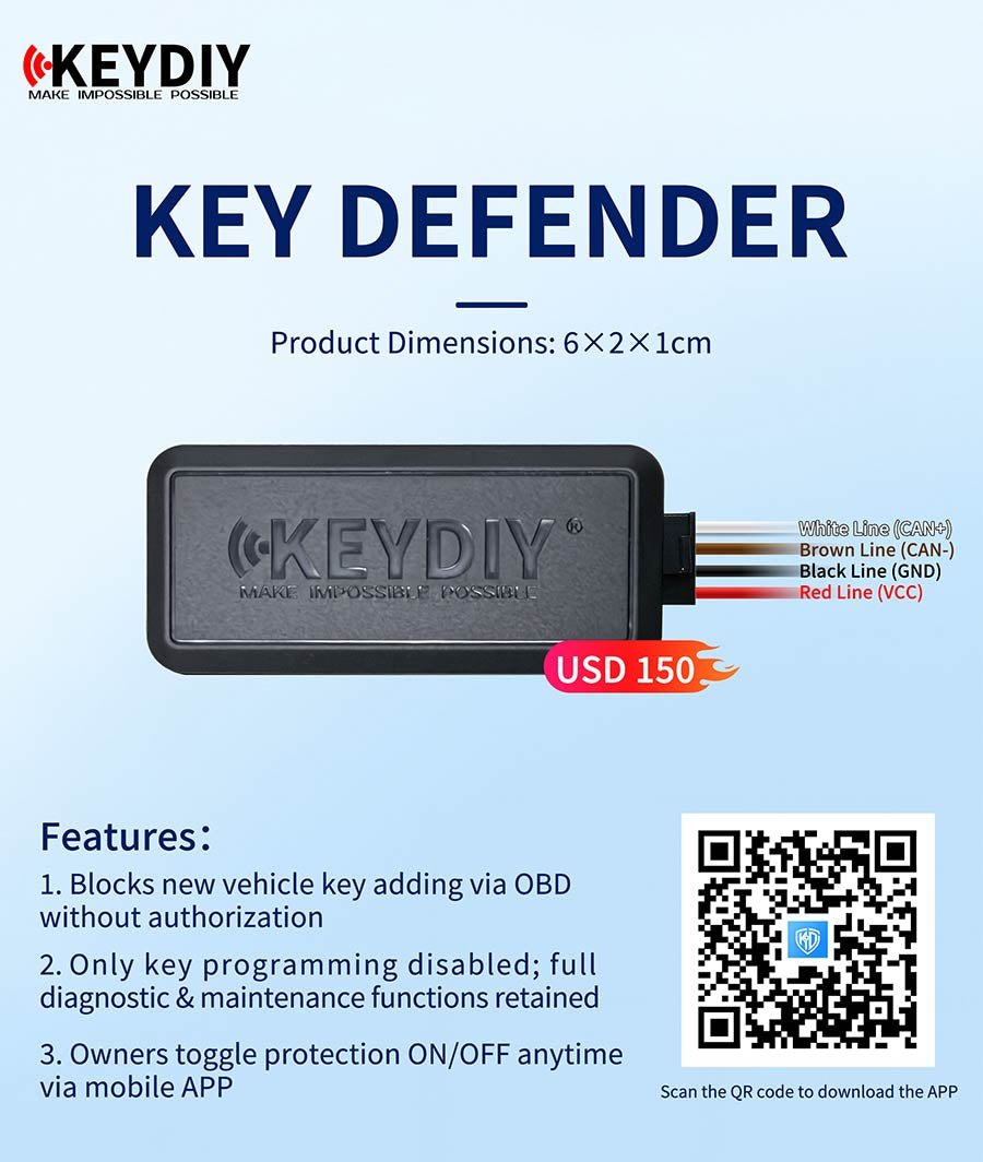KEYDIY Key Defender Block New Vehicle Key Adding & Key Programming via OBD — product information