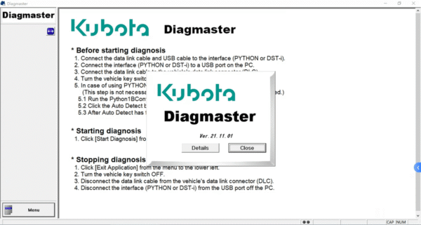 Kubota Software 2021 Kubota Takeuchi Diagmaster v21.11.01 Diagnostic Software — product view