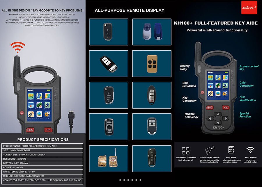 Lonsdor KH100+ Hand-Held Remote Key Programmer — product information